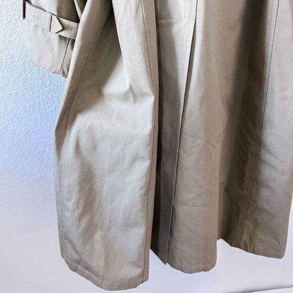Oleg Cassini 80s Vintage Cotton Blend Tan Double Breasted Men's Trench Coat 40 L - Picture 10 of 10